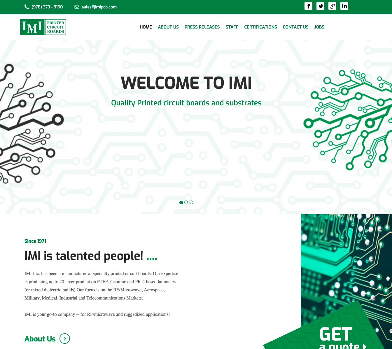 new IMI web design screenshot