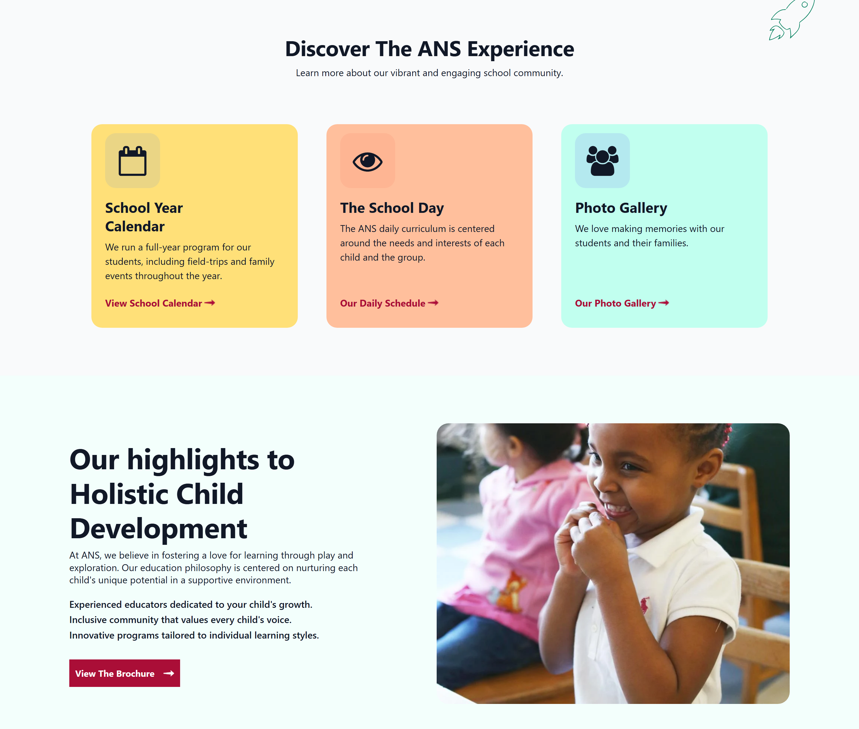Ashmont Nursery School about page screenshot