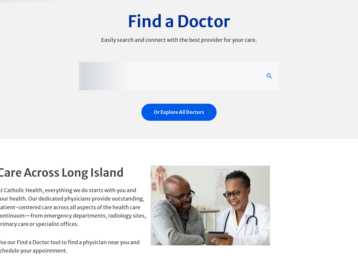 Catholic Health provider discovery experience