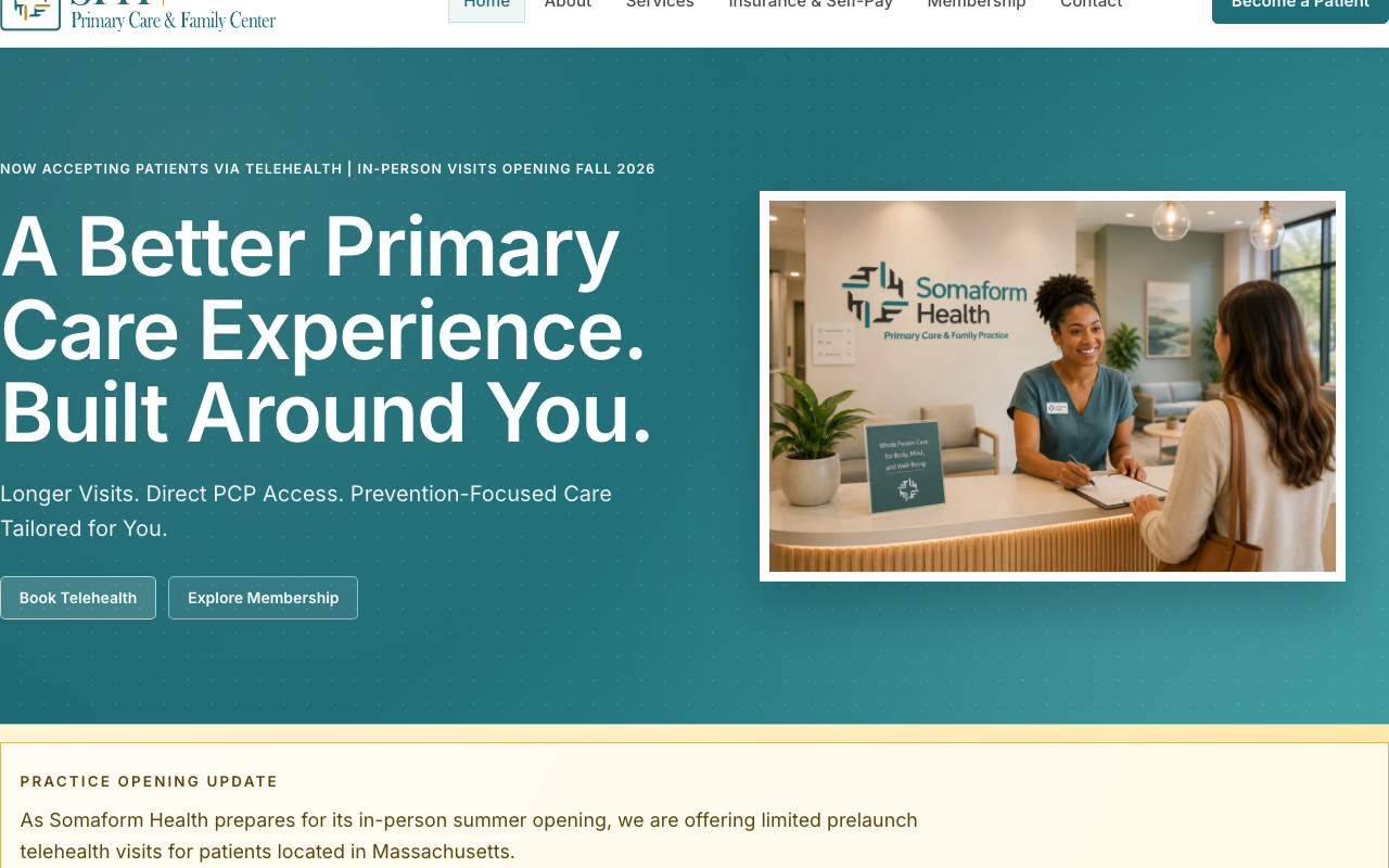 Somaform Health website homepage