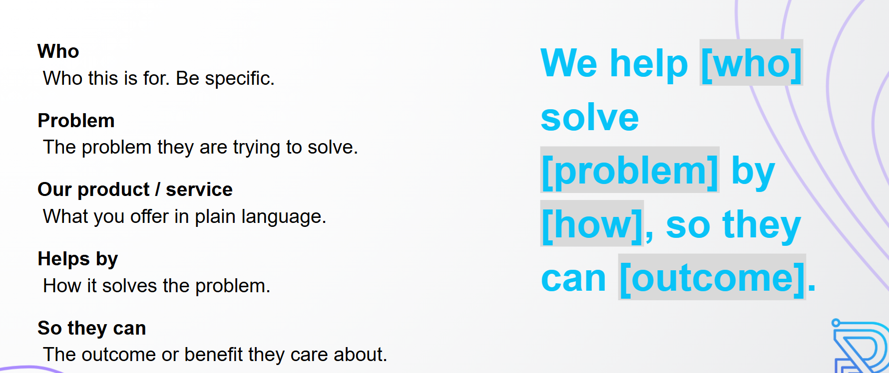 a screenshot showing what a Value Statement should look like