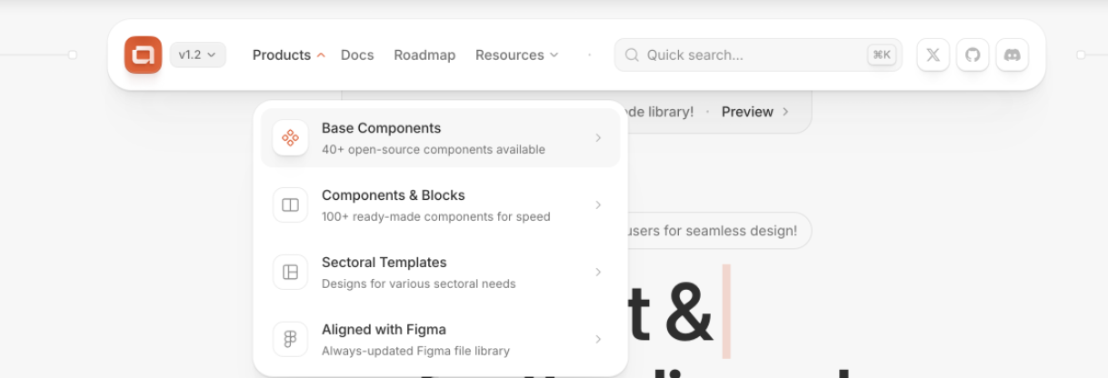 a screenshot of a well organized top navigation menu